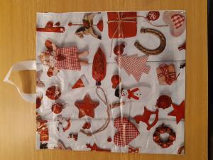 PE vánoční taška OZDOBY,páskové ucho 430x460mm-25ks